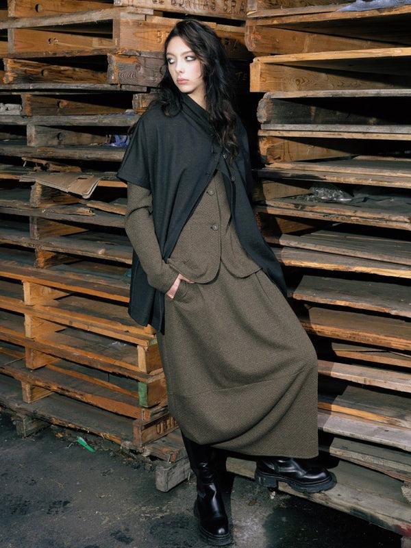 baci Seamed Elastic Waist Skirt Black