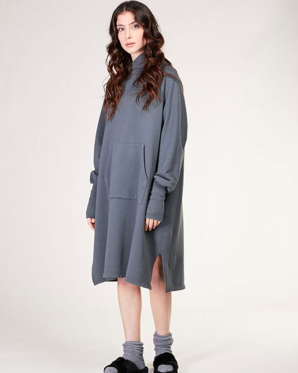 Baci Shawl Collar Hooded Sweater Dress Black