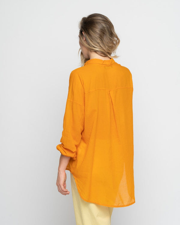 Baci Sheer Hi-Lo Button-Up Shirt Corn