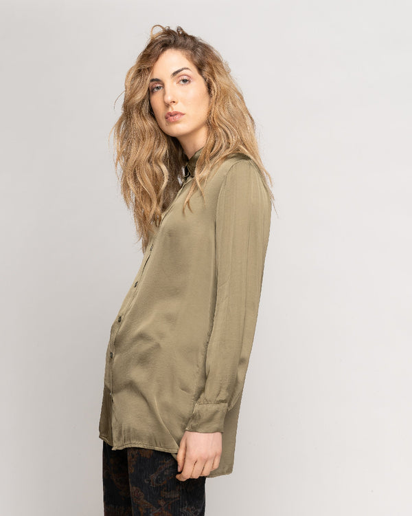 Baci Silky Classic Button Up Shirt Black