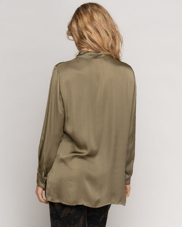 Baci Silky Classic Button Up Shirt Black