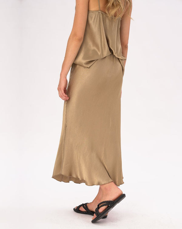 Baci Silky Elastic Waist Maxi Skirt Black