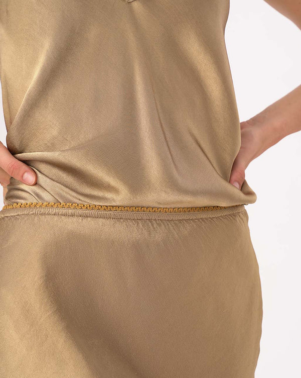 Baci Silky Elastic Waist Maxi Skirt Black