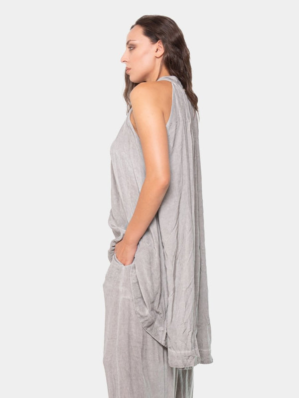 Baci Silky Hi Low Halter Blouse Gold