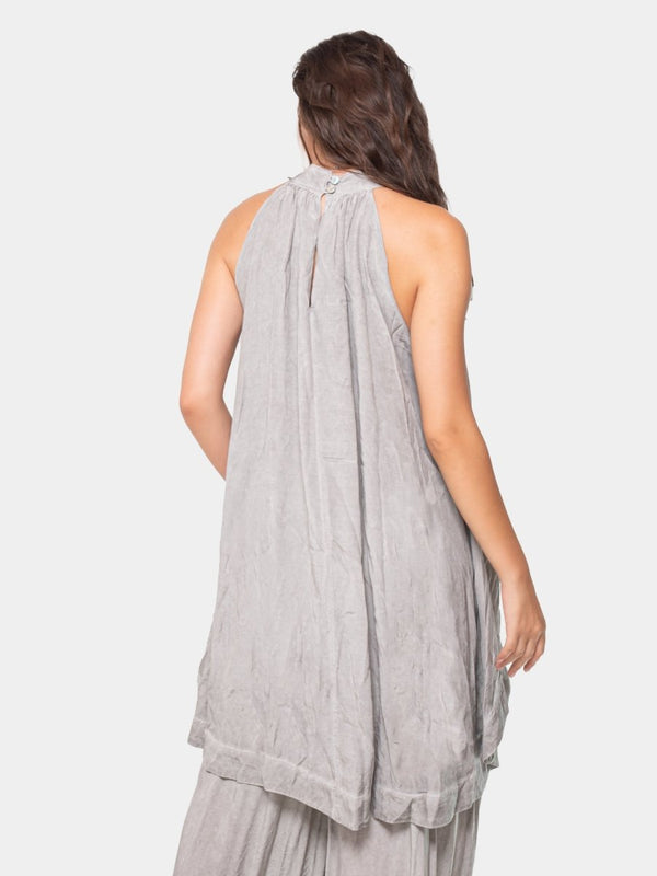 Baci Silky Hi Low Halter Blouse Gold