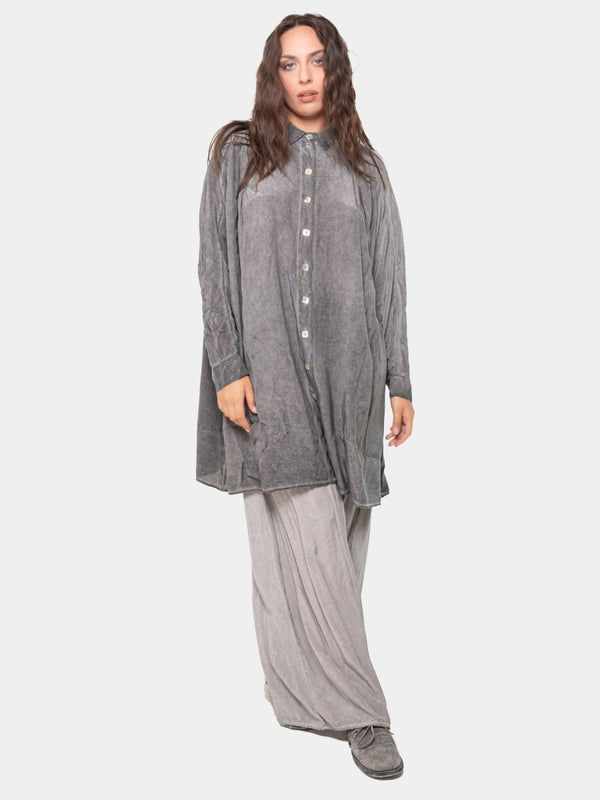 Baci Silky Kimono Shirt Silver