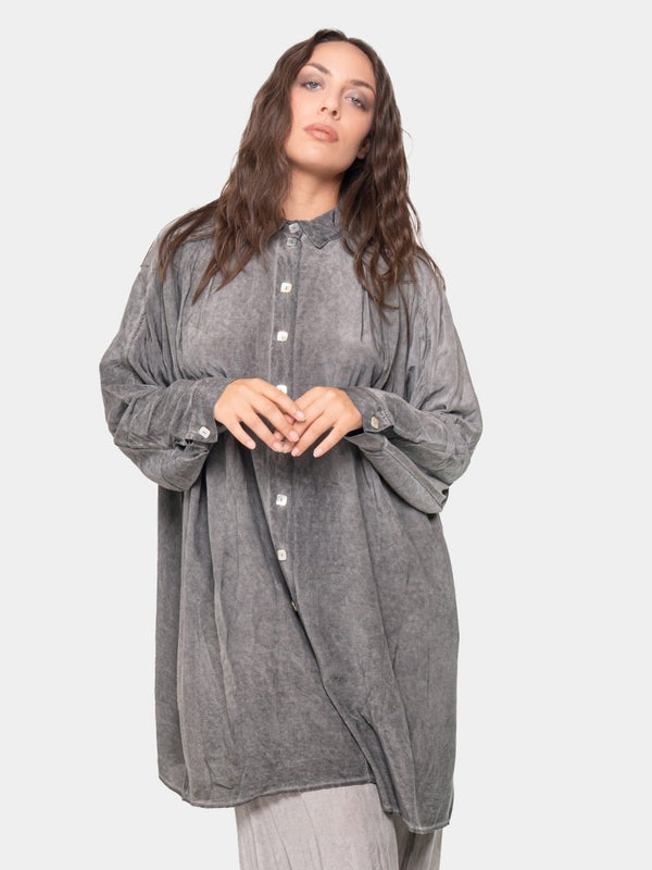 Baci Silky Kimono Shirt Silver