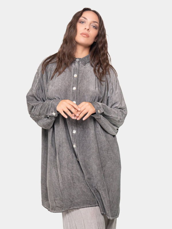 baci Silky Kimono Shirt Silver