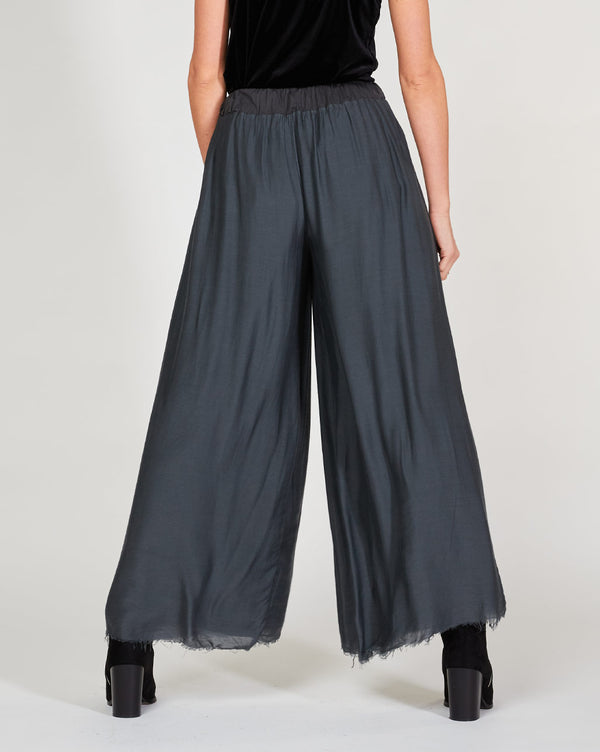 Baci Silky Raw Hem Palazzo Pant Beige