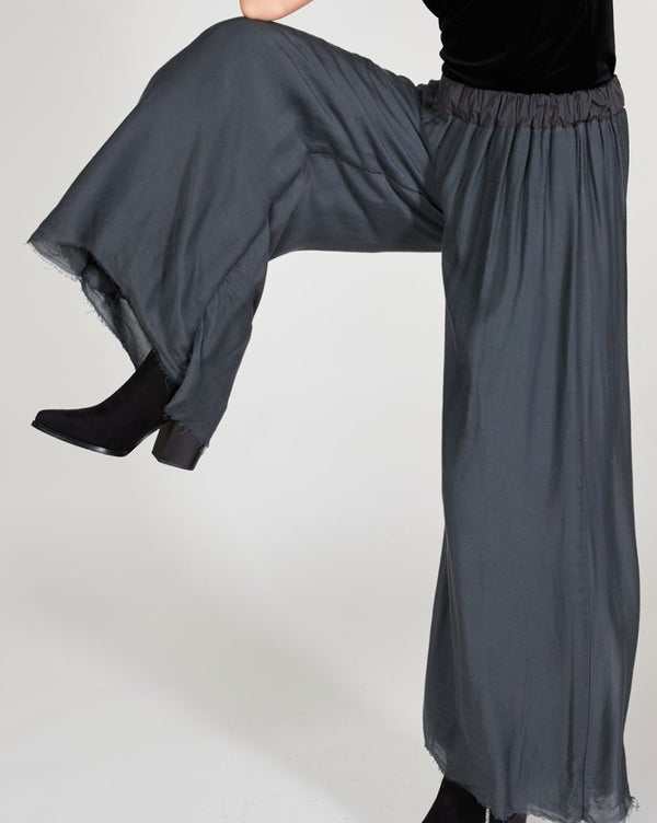 Baci Silky Raw Hem Palazzo Pant Beige