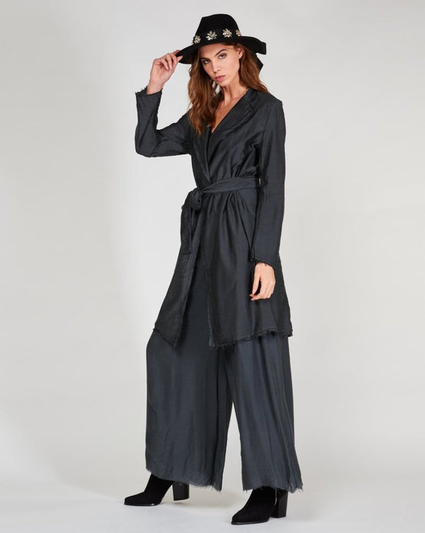 Baci Silky Raw Hem Palazzo Pant Beige