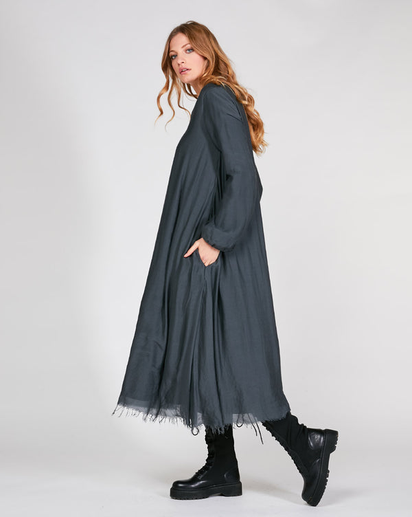 Baci Silky V-Neck Maxi Dress Beige