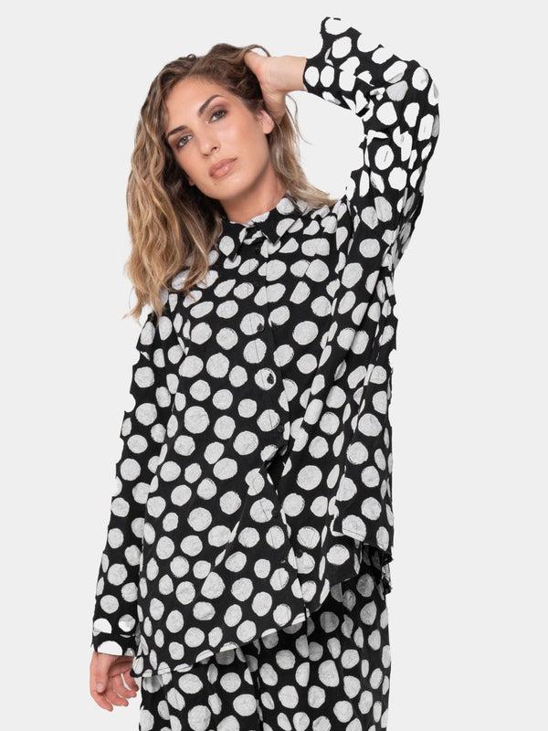 Baci Soda Print Long Sleeve Shirt Polka Dot