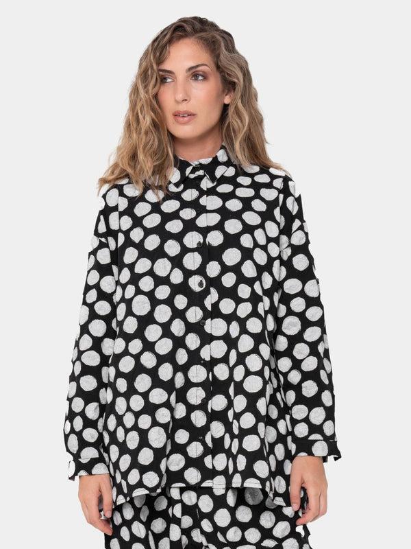 baci Soda Print Long Sleeve Shirt Polka Dot