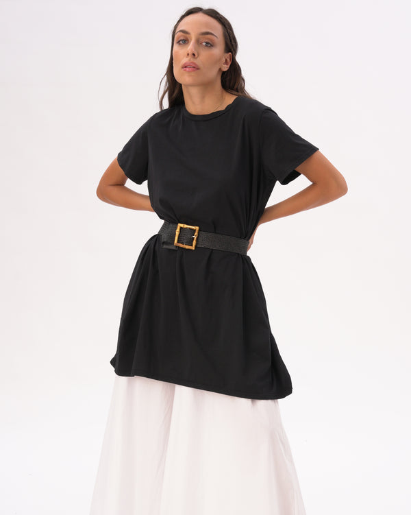 Baci Split Hem Crewneck T-Shirt Dress Black