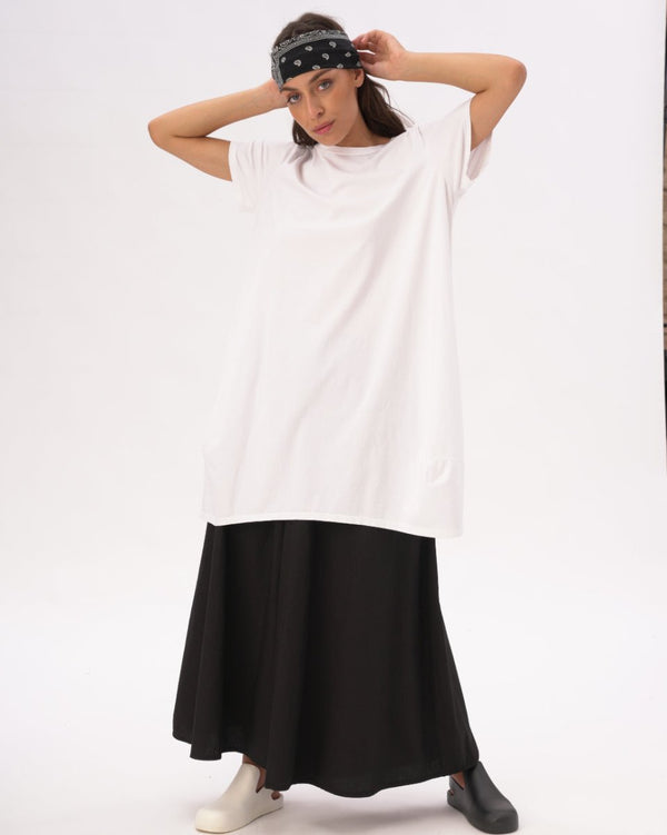 Baci Split Hem Crewneck T-Shirt Dress Black