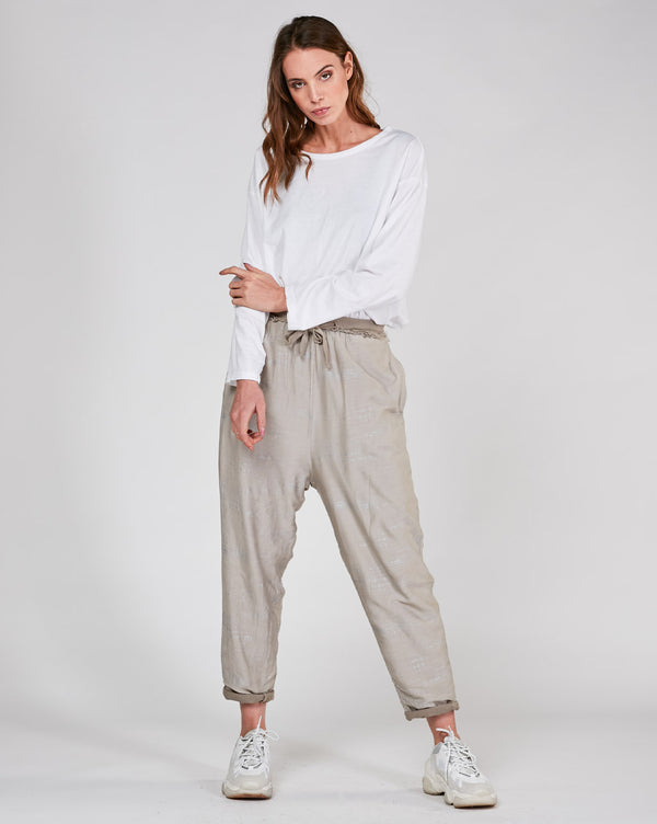 Baci Static Raw Elastic Sweatpant Beige