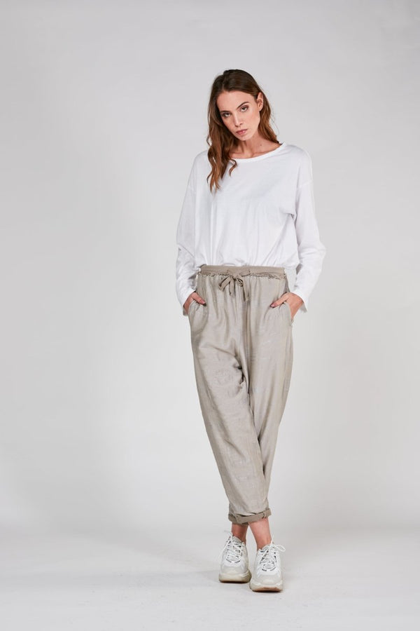 Baci Static Raw Elastic Sweatpant Beige