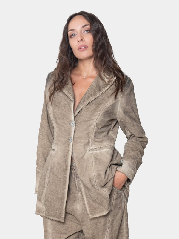 baci Stonewash Shell Button Jacket Ice