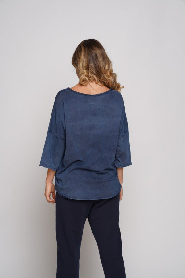 Baci Stonewash Short Sleeve V Neck T Corn