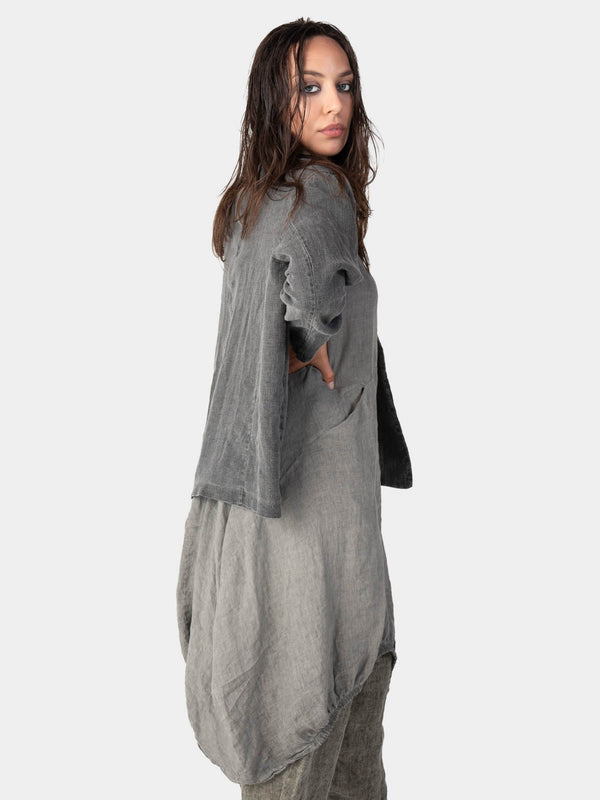 Baci Stonewashed Linen Collared Blazer Café