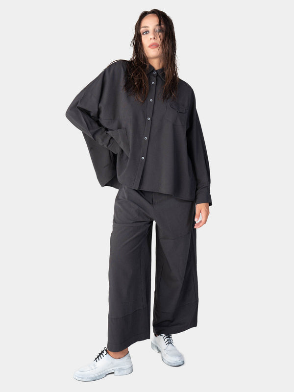 Baci Striped 2 Pocket Swing Shirt Black Striped