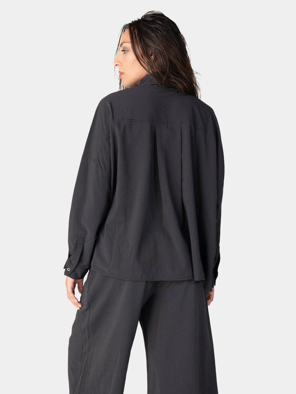 Baci Striped 2 Pocket Swing Shirt Black Striped