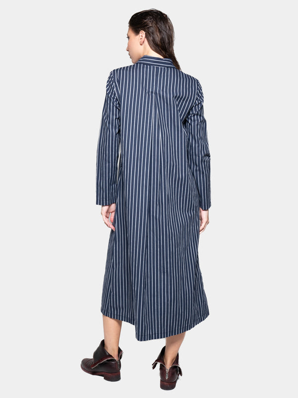 Baci Striped Drop Waist Shirt Dress Indigo