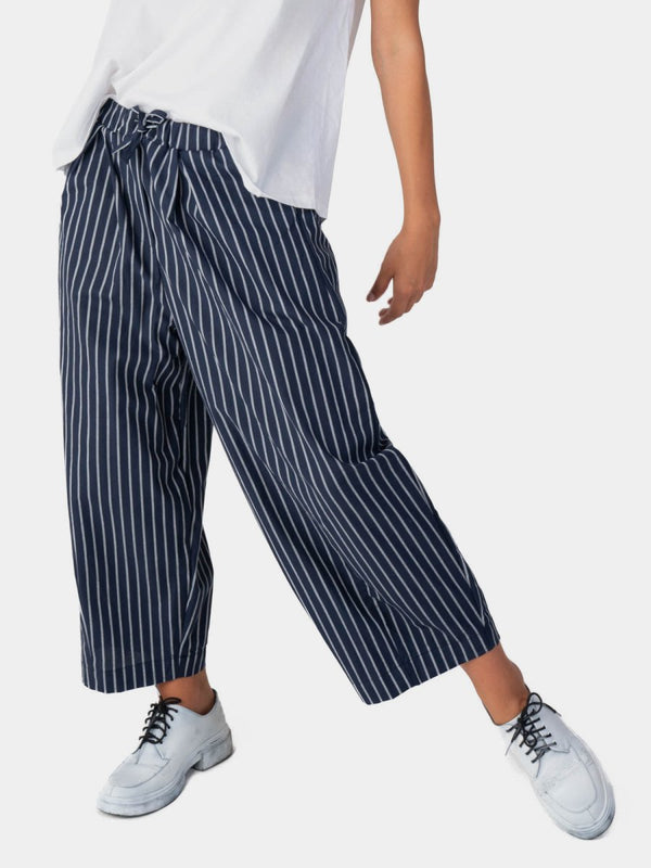 baci Striped Elastic Waist Culotte Indigo