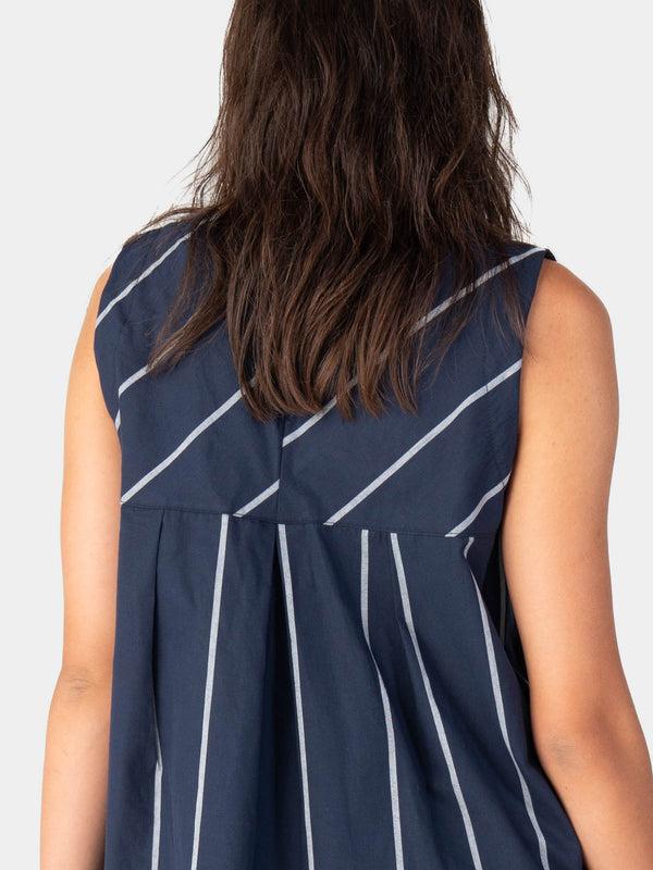 Baci Striped Hi-Lo Tank Top Indigo