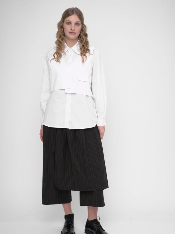 Baci Striped Pleated Skirt Pant Striped