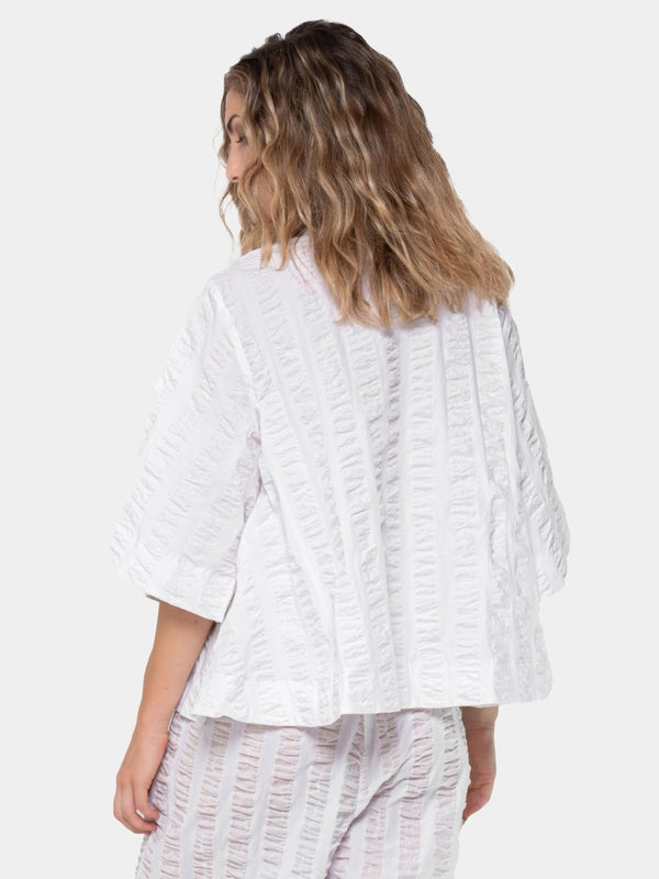 Baci Striped Wide 3/4 Sleeve Blouse Black