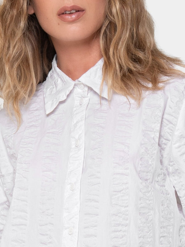 Baci Striped Wide 3/4 Sleeve Blouse Black