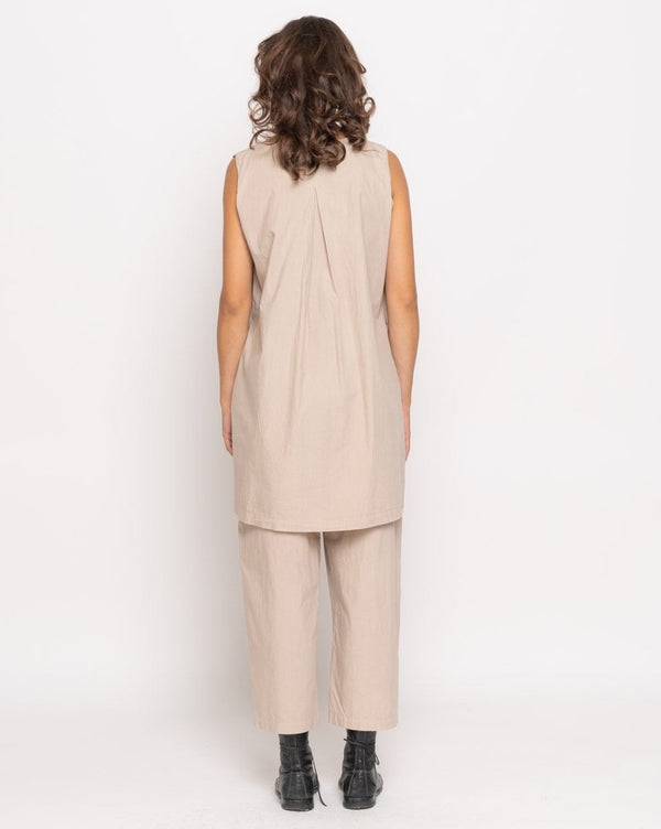 Baci Stub Collar Tank Shirtdress Beige