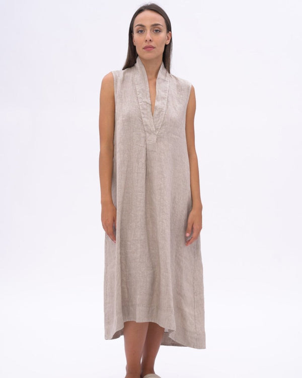 Baci Swan Neck Linen Dress Black