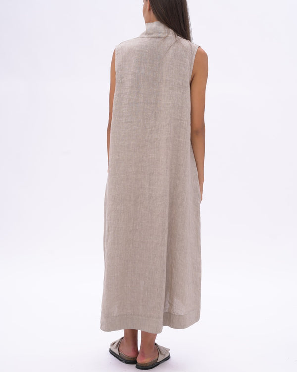 Baci Swan Neck Linen Dress Black