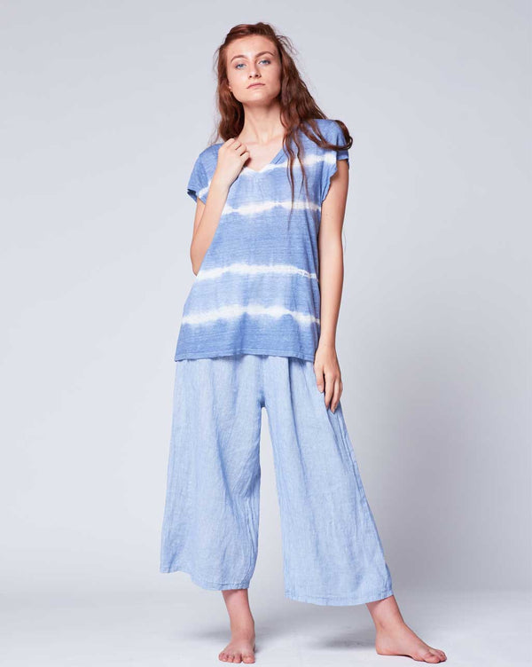 Baci Tie-Dye Deep V-Neck Tee Moss