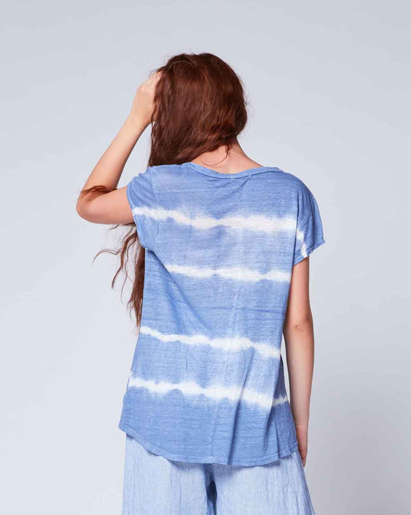 Baci Tie-Dye Deep V-Neck Tee Moss