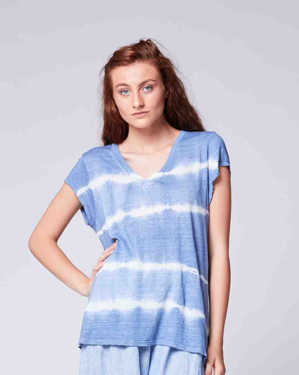 baci Tie-Dye Deep V-Neck Tee Moss