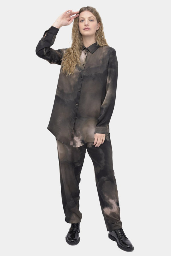 Baci Tie-Dye Long Sleeve Shirt Multi Brown