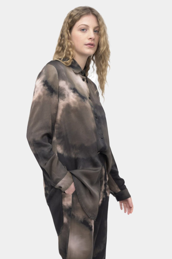 Baci Tie-Dye Long Sleeve Shirt Multi Brown