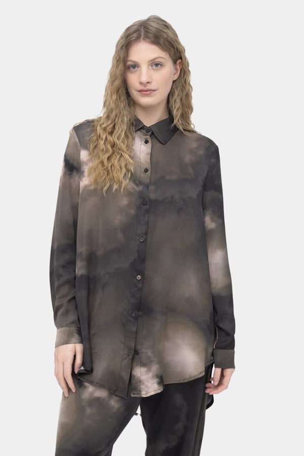 baci Tie-Dye Long Sleeve Shirt Multi Brown