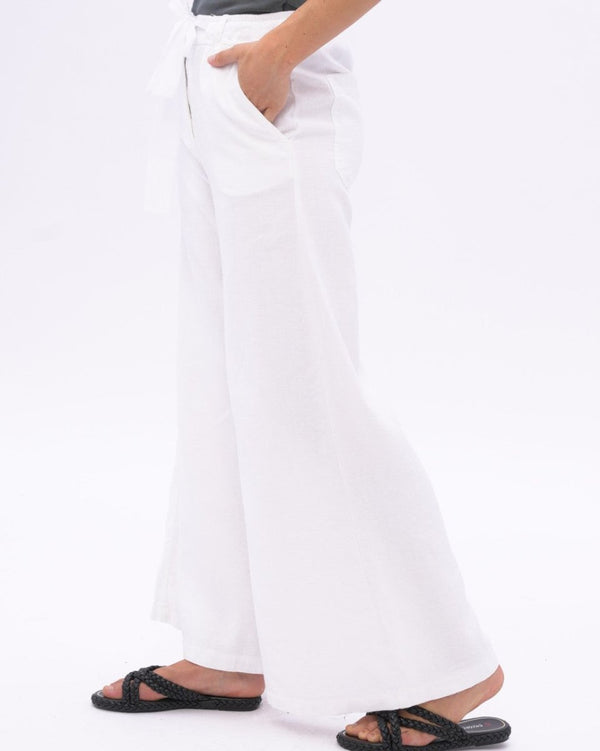 Baci Tie Waist Cotton Linen Blend Pant Black