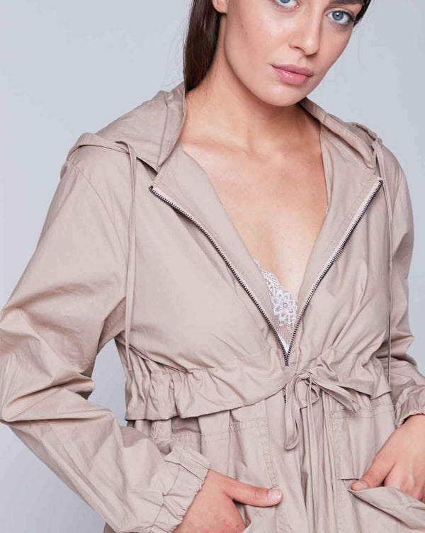Baci Tiered Anorak Jacket Beige