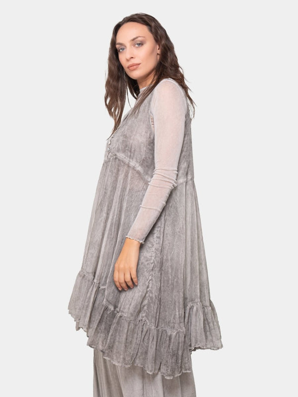 Baci Tiered Button Down Tunic Tank Gold