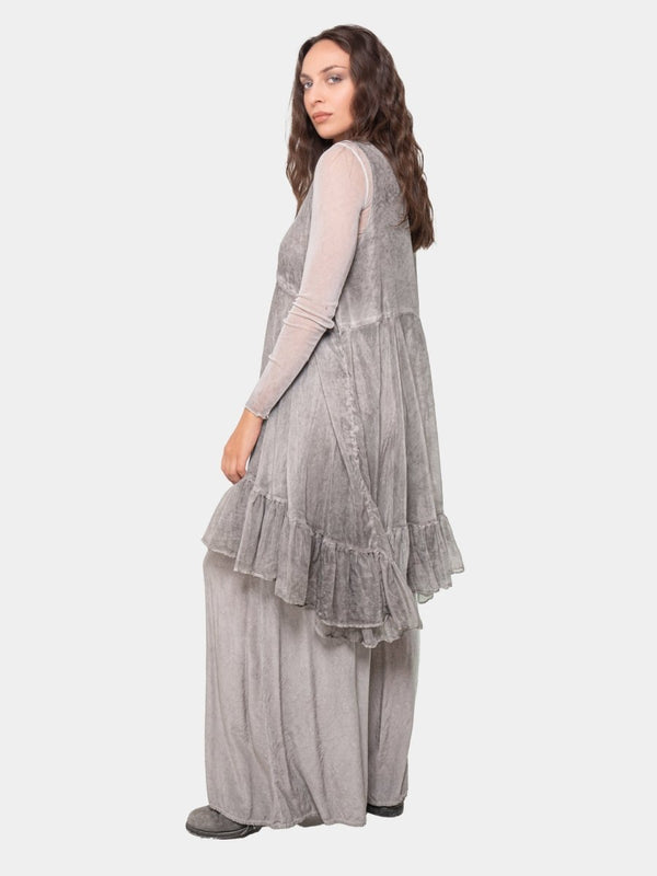 Baci Tiered Button Down Tunic Tank Gold