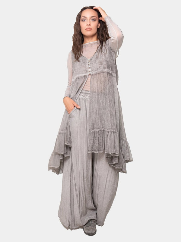 Baci Tiered Button Down Tunic Tank Gold