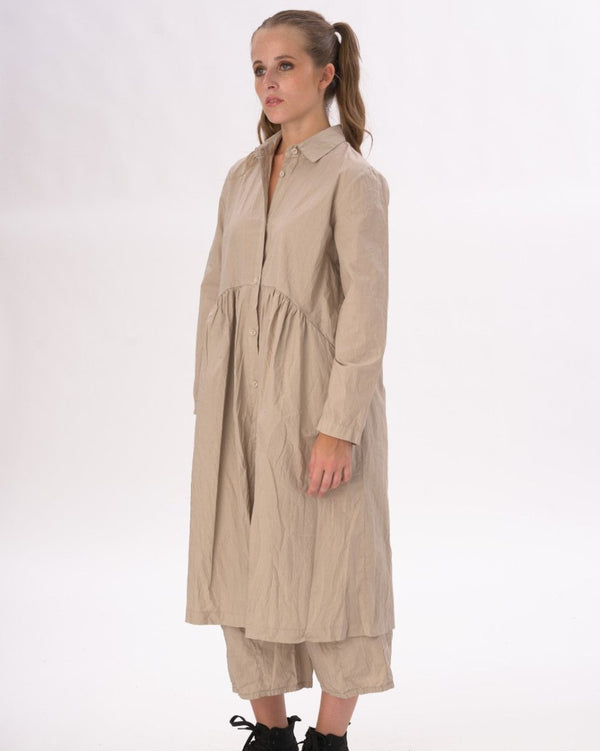 Baci Tiered Waist Organic Cotton Shirt Dress Black