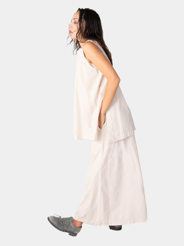 Baci Top Stitched Cotton Tank Bianco