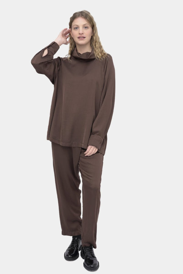 Baci Turtleneck Button Up Top Black